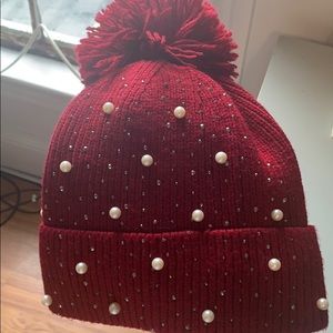 Red bedazzled winter hat